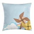 thumbnail image 1 of Vintage Rainbow Throw Pillow Cushion Cover, Fantastic Blue Sky with Clouds Stars Dandelion Seeds and Two Pinwheels, Decorative Square Accent Pillow Case, 18 X 18 Inches, Multicolor, by Ambesonne, 1 of 2
