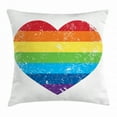 thumbnail image 1 of Vintage Rainbow Throw Pillow Cushion Cover, Heart Shape with LGBT Flag Design Gay Pride Themed Image with Retro Effect, Decorative Square Accent Pillow Case, 24 X 24 Inches, Multicolor, by Ambesonne, 1 of 2