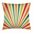 thumbnail image 1 of Vintage Rainbow Throw Pillow Cushion Cover, Vintage Rising Sun Pattern with Colorful Rays Retro Style Illustration, Decorative Square Accent Pillow Case, 24 X 24 Inches, Multicolor, by Ambesonne, 1 of 2