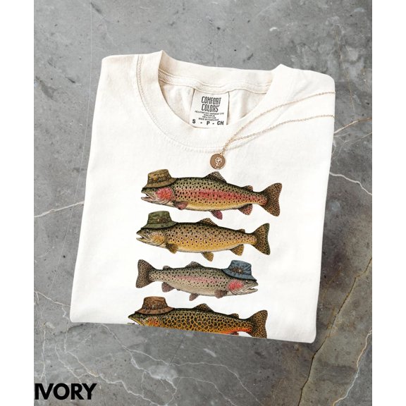 Vintage Rainbow Trout Graphic T-Shirt, Fisherman Outdoor Shirt, Angler Fisherman Gift, Retro Fish Shirt, 90S River Wildlife Tee All Size S-3XL