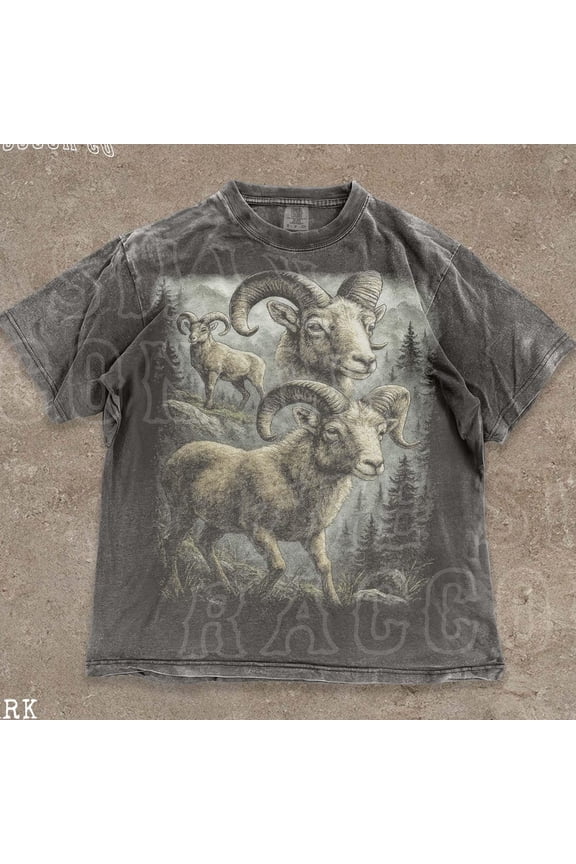 Vintage Ram Graphic Shirt Bighorn Sheep Tee Rustic Cabin Core Nature Lover Gift Outdoorsy Mountain T-Shirt For Men Women DARK HEATHER Unisex S-5XL Hot Trending Shirt, Vintage Birthday Gift