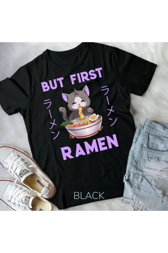 Vintage Ramen Cat Japanese Kawaii Anime Purple Style Unisex Form T-Shirthot Trending Birthday Gifts