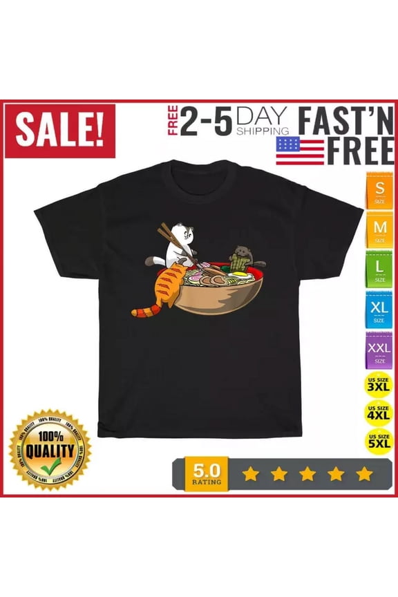 Vintage Ramen Cat Neko Anime Kawaii Cat Lover Japanese Vintage T Shirt Men Women FashionBirthday Gifts