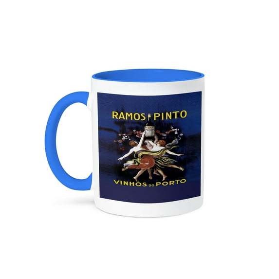 3dRose, Vintage Ramos Pinto vinhos do Porto Advertising Poster, 15oz Two-Tone Blue Mug