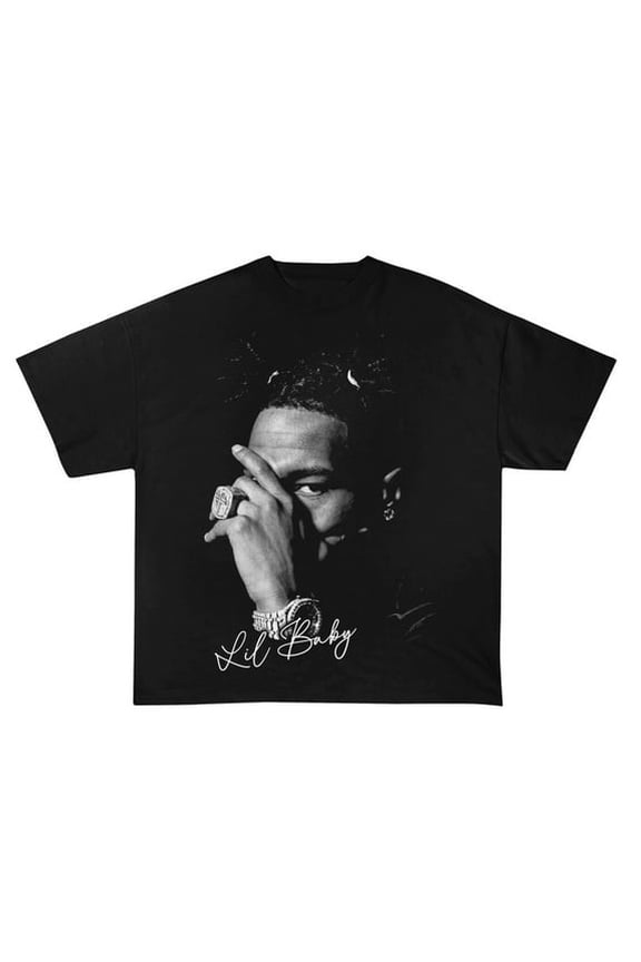 Vintage Rap Tee Lil Baby, Hip Hop Graphic Print T-Shirt, Merch T Shirt Lil Baby Oversized Heavy Cotton Tee Shirt