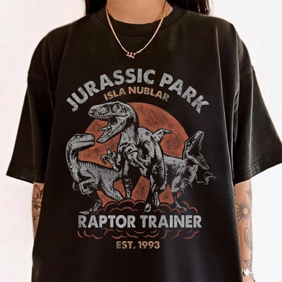 Vintage Raptor Trainer T-Shirt – Jurassic Dinosaur Graphic Tee for 90s Movie Fans