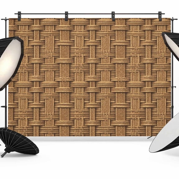 Vintage Rattan Backdrop for Photoshoot,Photography Photo Studio Background Wall Backdrop,Minimalist Abstract Wicker Texture Brown Back Drop Banner Panel for Portraits Wedding Live Streaming 7x5Ft