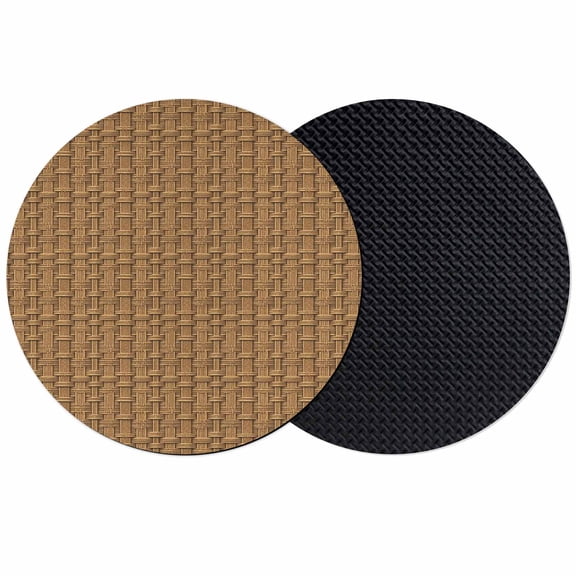 Vintage Rattan Coasters Set of 2, Absorbent Coasters for Drinks, Minimalist Abstract Wicker Texture Brown Coaster for Desk Coffee Table Protection, Home Decor House Warming Gifts 4"