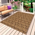 thumbnail image 1 of Vintage Rattan Outdoor Rug 5x8 Ft, Non Slip Washable Area Rug, Minimalist Abstract Wicker Texture Brown Patio Rugs Carpet Runner, Large Floor Mat for Indoor/Outdoor Deck Porch Camping, 1 of 8