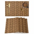 thumbnail image 1 of Vintage Rattan Placemats Set of 4, Minimalist Abstract Wicker Texture Brown Placemats for Dining Table, Place Mats for Kitchen Tabletop, Waterproof Wipeable Dining Table Mats Set, 1 of 9