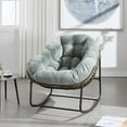 thumbnail image 1 of Vintage Rattan Rocking Recliner Chair with Smooth 30° Rocking & Anti-Tip Base, Ergonomic Outdoor Lounge for Plus Sizes & Families, Machine-Washable Cushion, Light Green, 1 of 9