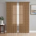 thumbnail image 1 of Vintage Rattan Sheer Curtains 72 Inch Length 2 Panels Set Window Treatments, Minimalist Abstract Wicker Texture Brown Rod Pocket Semi Curtains for Living Room/Bedroom/Kitchen Décor, 104"W x 72"L, 1 of 7