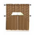 thumbnail image 1 of Vintage Rattan Swag Curtains for Living Room/Bedroom Windows, Minimalist Abstract Wicker Texture Brown Kitchen Curtains and Valances Set 36 Inch Length, Light Filtering Swags Valance Curtain Panels, 1 of 5
