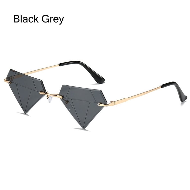 Triangle Diamond Sunglasses Women Men Vintage Rimless Retro Rave Party Amazon.com: JOVAKIT Triangle Diamond Shaped Sunglasses for  main image 3