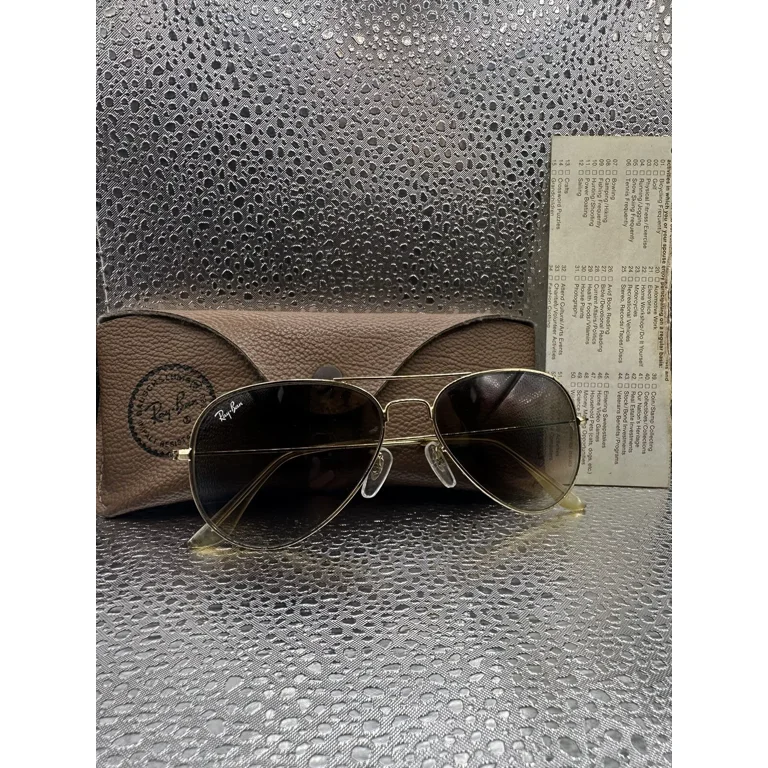 Vintage Ray Ban 58014 Gold Tone Aviator Sunglasses with Case