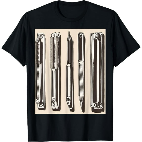 Vintage Razor Blade Collector's Illustration T-Shirt