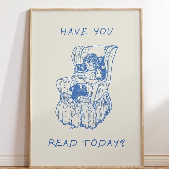 Vintage Reading Art Print, Funny Book Lover Poster, Unframed Canvas 16x20in