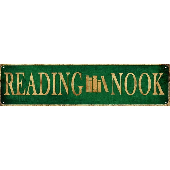 Vintage Reading Nook Metal Tin Sign 4x16 in Rustic Perfect for Home Cabin Porch or Bedroom Decor Ideal Holiday Gift Home Wall Art Decor