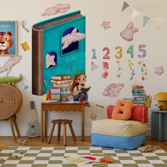 Vintage Reading Wall Decals, The More You Read Positive Quote Wall Stickers, Vinyl Educatinal Read Book Wall Art for Library Classroom Playroom Kindergarten Decor