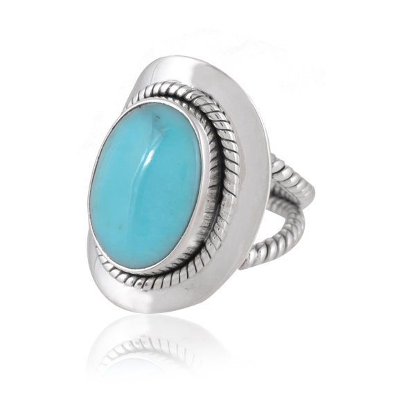 Vintage Real Arizona Turquoise ring, 925 Silver blue gemstone jewelry, Gift for mom, Statement ring, gift for mom