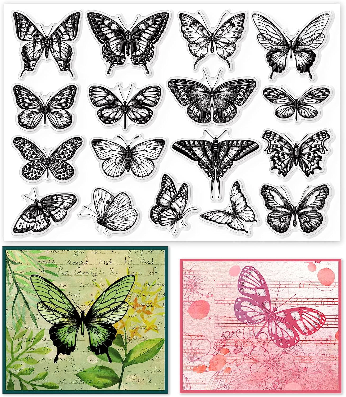 GLOBLELAND Butterfly Clear Stamps – Reusable Silicone Stamps For Scrapbooking, Card Making & DIY Crafts