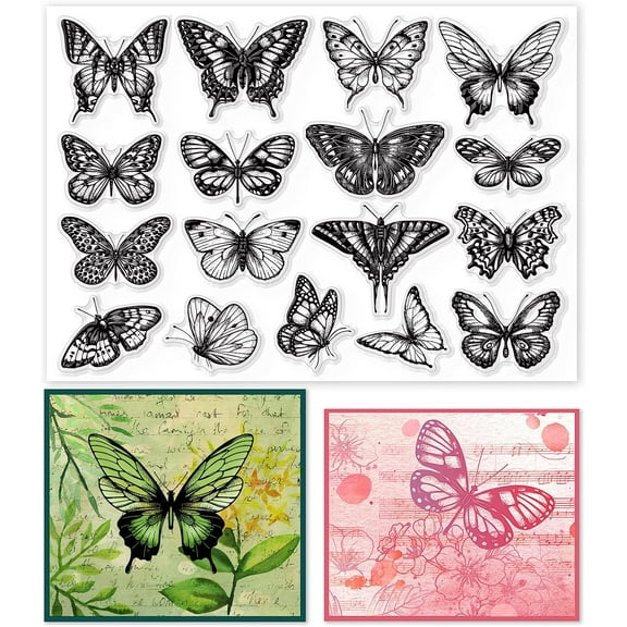 Vintage Realistic Butterfly Clear Stamps for DIY Scrapbooking Decor Butterfly Specimen Transparent Silicone Stamps