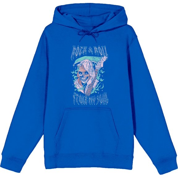 Vintage Reaper Flame Butterfly Adult Blue Long Sleeve Hoodie-Large