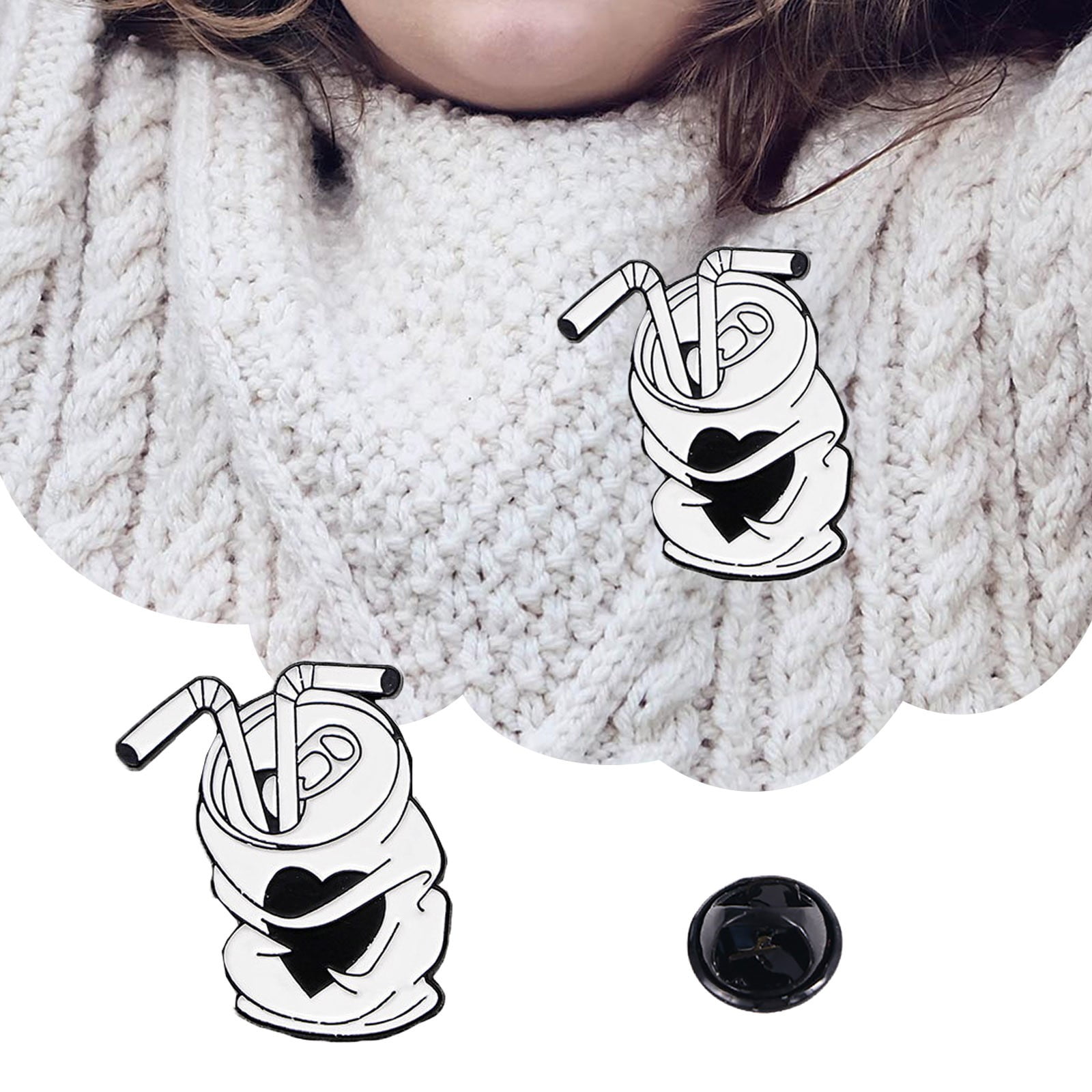 Vintage Record Brooch TV Bottle Key And Lock Metal Badge Literary And