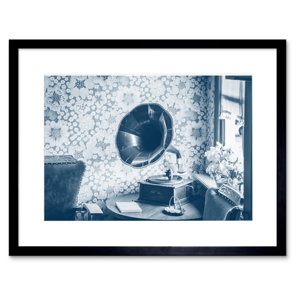 Vintage Record Player Gramophone Framed Wall Art Print