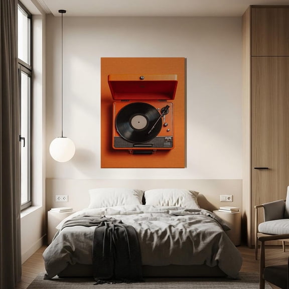 Vintage Record Player Wall Art Featuring Classic Vinyl Turntable for Music Room Decor – Size 24x36 Unframed Poster