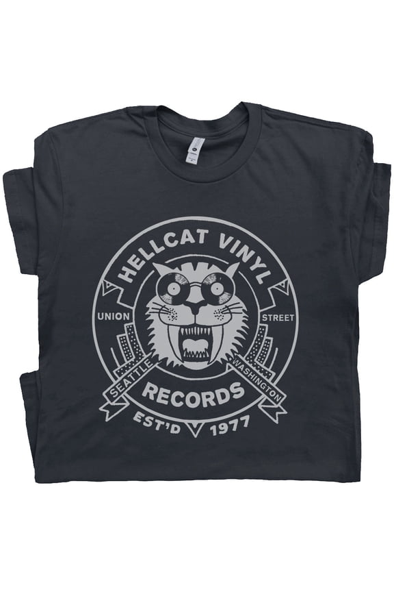 Vintage Record Store T Shirt Seattle Cool Vinyl Album Graphic Tee for Mens Womens Player Retro Unique DJ Punk Rock Band