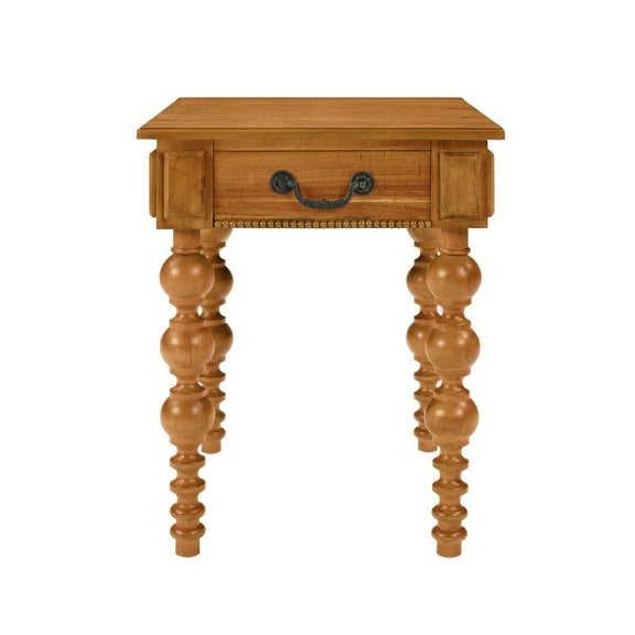 Vintage Rectangle End Table, Wooden Side Table With Storage Drawer and Gourd-Shaped Legs for Living Room Office Apartment