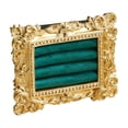 thumbnail image 1 of Vintage Rectangle Ring Holder, Elegant Gold Velvet Jewelry Display Frame, Baroque Style Earring Stand & Organizer, Premium Photography Prop for Rings & Studs, Decorative Tray(Green, 4), 1 of 2
