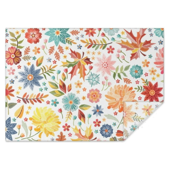 Vintage Rectangle Tablecloth 60x84 Inch, Flowers Boho Water Resistant Vinyl Washable Seasonal Table Cover for Thanksgiving Christmas Holiday Party Picnic Dinner Decor