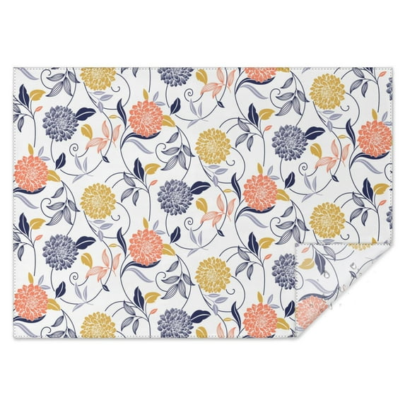 Vintage Rectangle Tablecloth 60x84 Inch, Flowers Boho Water Resistant Vinyl Washable Seasonal Table Cover for Thanksgiving Christmas Holiday Party Picnic Dinner Decor