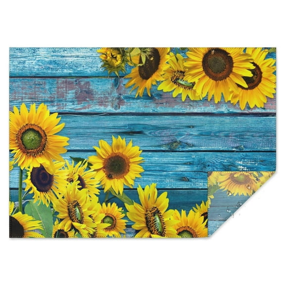 Vintage Rectangle Tablecloth 60x84 Inch, SunFlowers Boho Water Resistant Vinyl Washable Seasonal Table Cover for Thanksgiving Christmas Holiday Party Picnic Dinner Decor