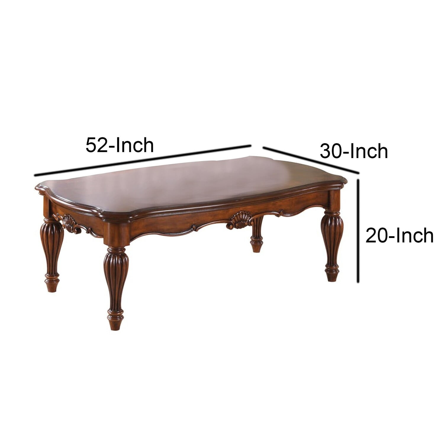 Cherry Brown Vintage Rectangular Coffee Table with Storage