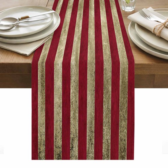 Vintage Red American Flag Table Runner - 36 Inch Long, Kitchen Dining Table Runner Dresser Scarves, US Flag Stripe Retro Starts Farmhouse Decor for Coffee Tables Wedding Party Banquet