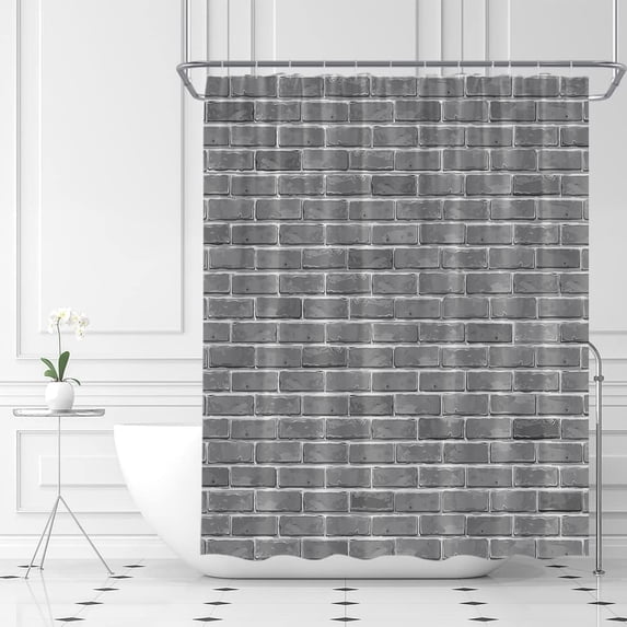 Vintage Red Brick Wall Shower Curtain Rustic Country Farmhouse Brick Wall Painting Fabric Bathroom Curtains Decor Set with Hook(84" Wx72 H)