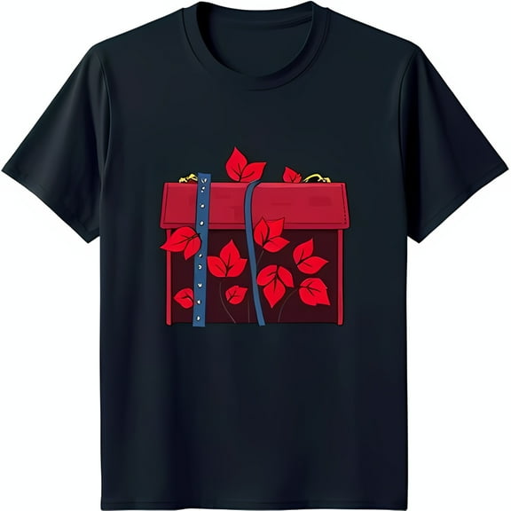 Vintage Red Briefcase Graphic on Dark Blue T-Shirt Unique Design
