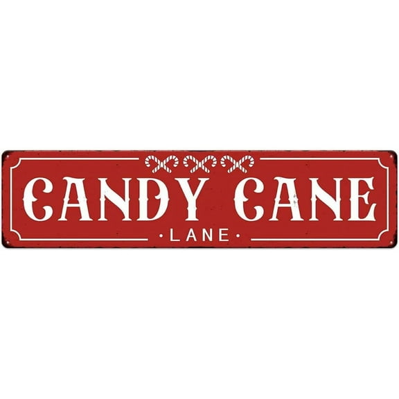 Vintage Red Candy Cane Lane Christmas Street Sign Rustic Aluminium Metal Tin Sign 4x16 Inches Home Poster Bar Pub Decor.jpg