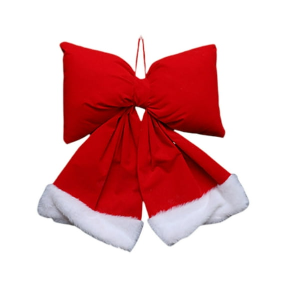 Vintage Red Christmas Bows with White Trim DIY Wreath Door Window Ornaments Xmas Tree Hanging Pendants for Home Holiday Party Store Decorations