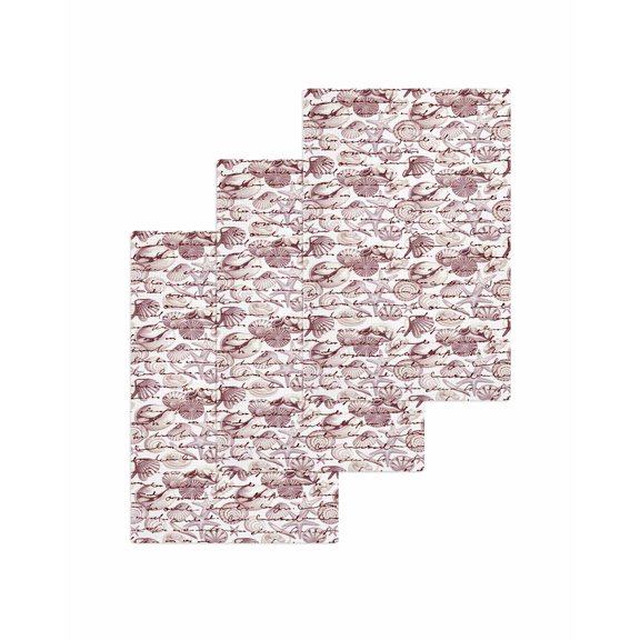 Vintage Red Coastal Kitchen Dish Towels for Drying Dishes Set of 3, Starfish Conch Shell Summer Waffle Weave Microfiber Terry Hand Tea Bathroom Towels Quick Dry & Absorbent Towel 15.7x23.6