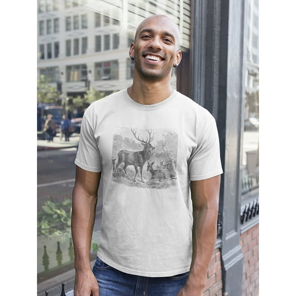 Vintage Red Deer Sketch T-Shirt Men -Image by Shutterstock, Male Medium