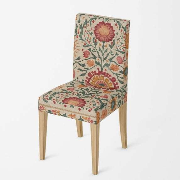 Vintage Red Flowers Stretchy Parson Chair Slipcovers for Dining Room Chair Seat Covers Chair Protectors for Party Pet Protection Universal Fit Soft Polyester Set of 6, Boho Flowers