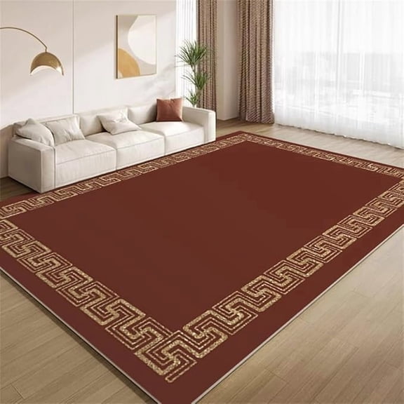 Vintage Red Gold Area Rugs Greek Golden Border Rugs Ultra Soft Washable Carpet with Non Slip Backing for Living Room Bedroom Gameroom Study Office Home Decor Mat 3 x 4ft