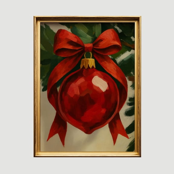 Vintage Red Ornament Print, Cozywall Art & Decor,Ornament Print Decor, Wall Decor Xm116 Home Decor #2098, Unframed Canvas Size 8x12