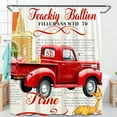 thumbnail image 1 of Vintage Red Pickup Truck Shower Curtain with Pumpkins & Whimsical Farmhouse Scene - Rustic Decor, 1 of 5