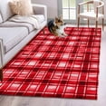 thumbnail image 1 of Vintage Red Plaid Washable Area Rugs 3'x5', Watercolors Gradient Abstract Low Pile Throw Living Room Rug Non-Slip Sturdy Edge Binding Carpet for Indoor Entryway Bedside Kitchen, 1 of 9