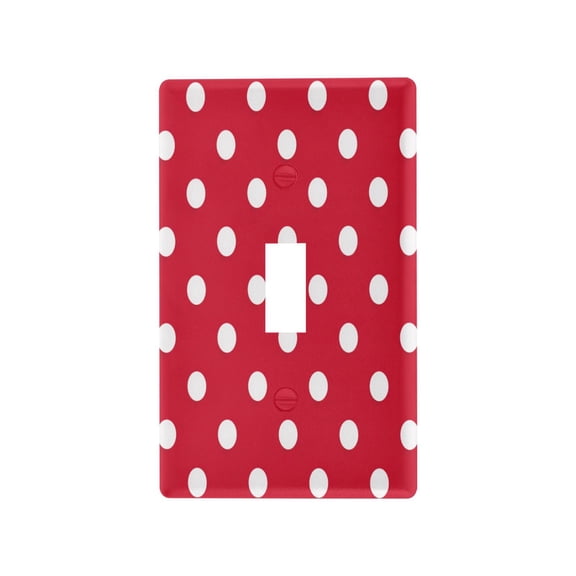 Vintage Red Polka Dot Decorative Wall Plate, Flame Retardant PC Plastic Light Switch & Outlet Cover with Mounting Screws Fits Toggle Switch